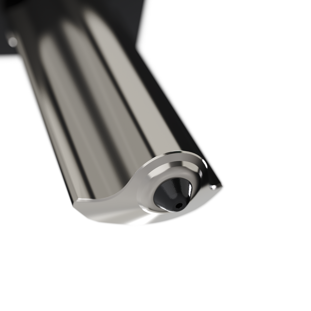 Close-up of the solid polycrystalline diamond tip on the E3D DiamondBack Bambu Lab A1 nozzle