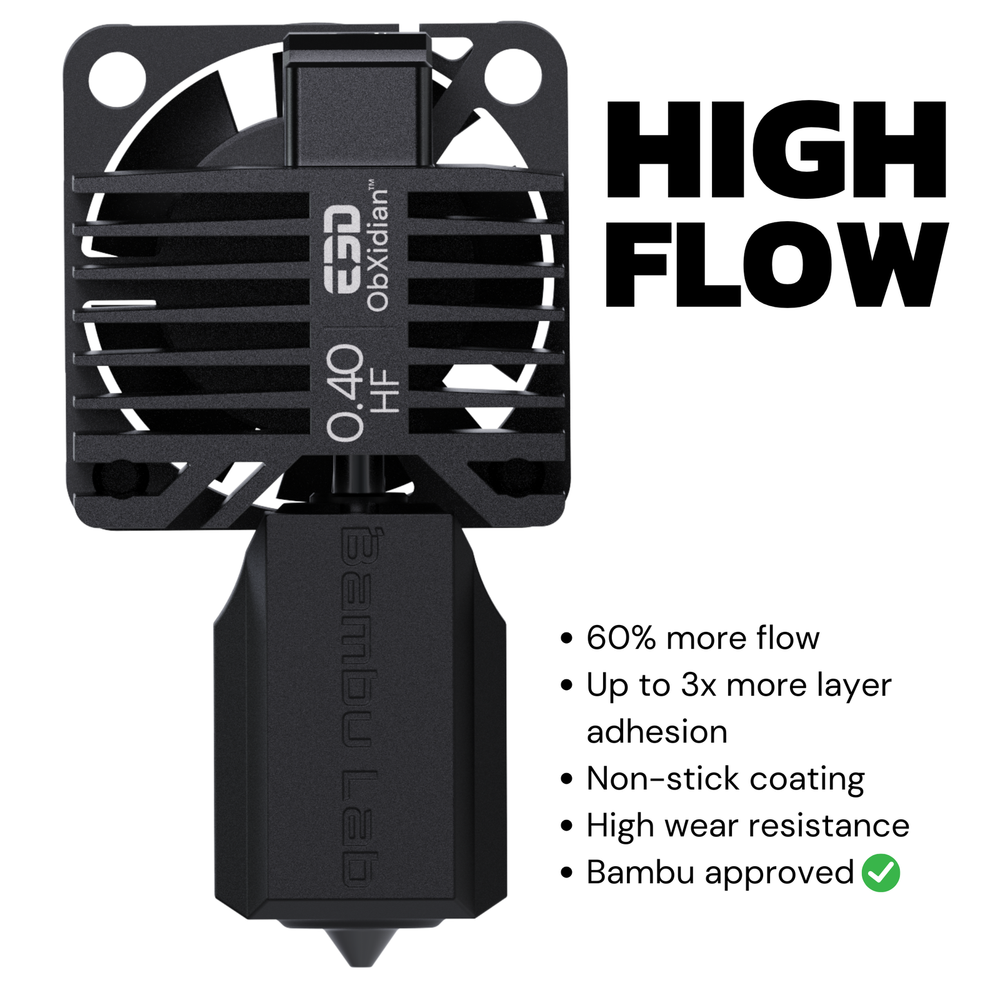 Annotated view of the parts that make up the E3D High Flow ObXidian Bambu Lab HotEnd