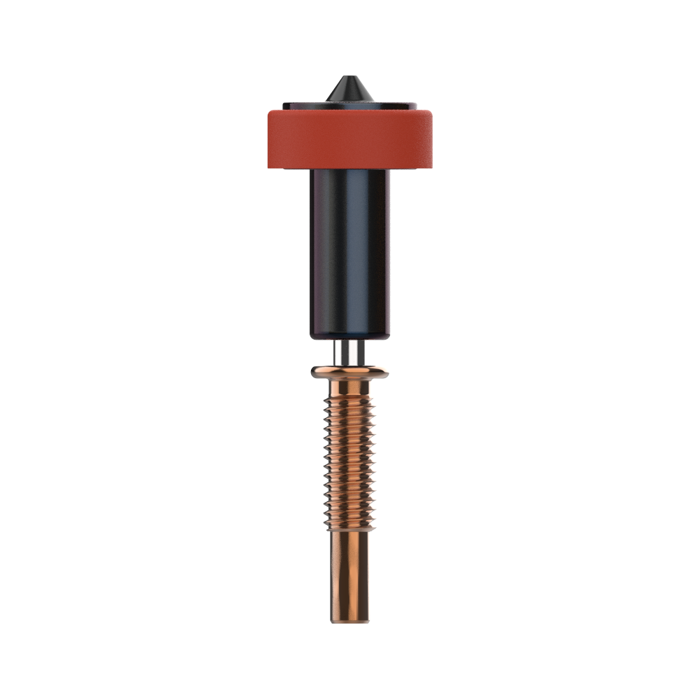 Render of an E3D Revo High Flow ObXidian nozzle with copper heatbreak