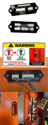 EMU Wiring Hatch Board PCB front and back with JST-XH connectors, and installed on an EMU lane box