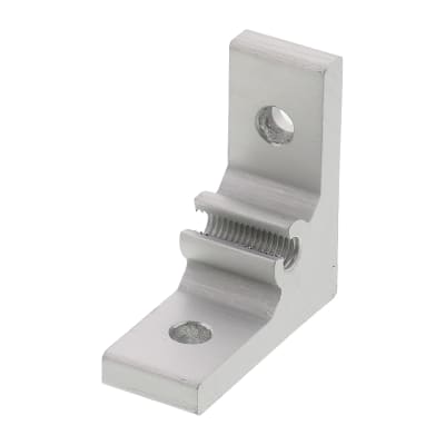 MISUMI HBLTS5 thick 90 degree bracket for 2020 extrusion, shown in silver