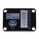 EMU LED Button PCB back: pre-soldered JST-XH 5-pin header (5V, GND, BTN, DIN, DOUT)