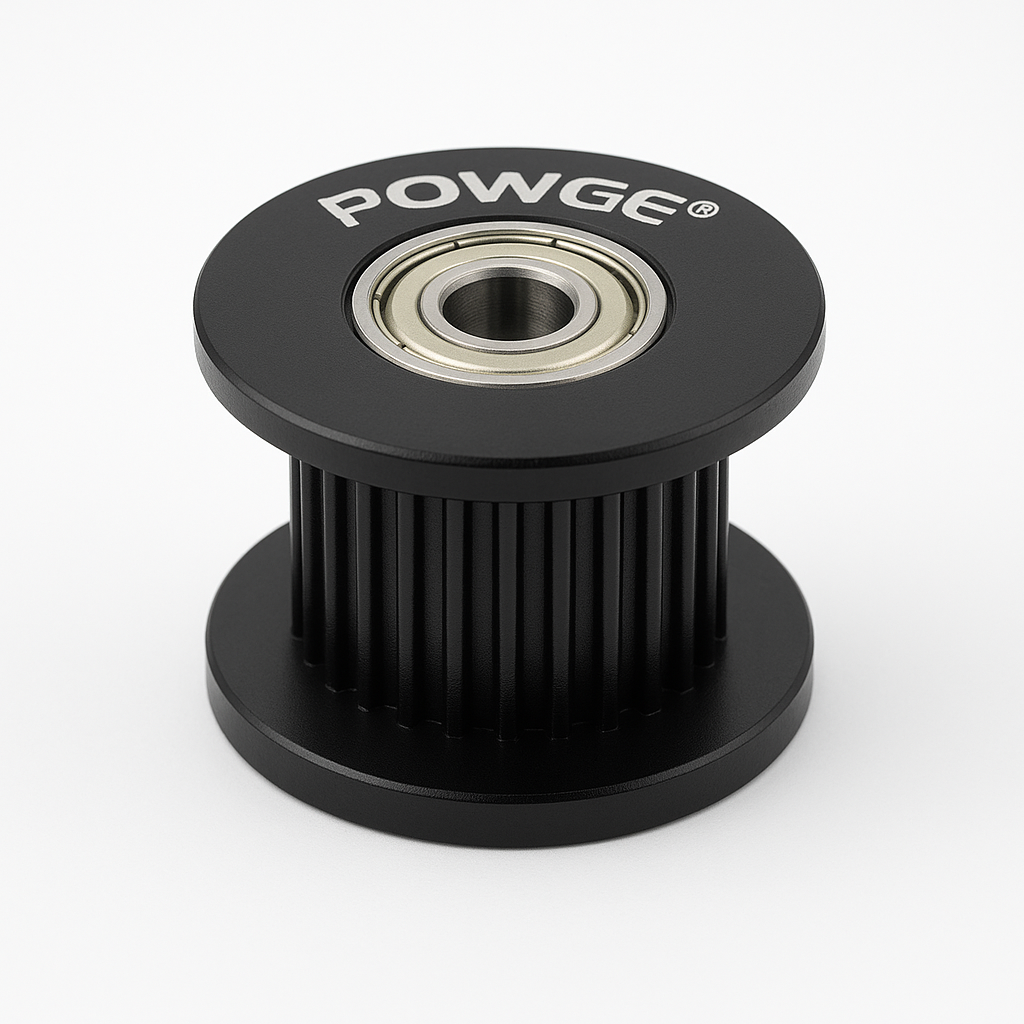 GT2 20T toothed idler pulley, black anodized aluminum with 5mm bore for GT2 belts