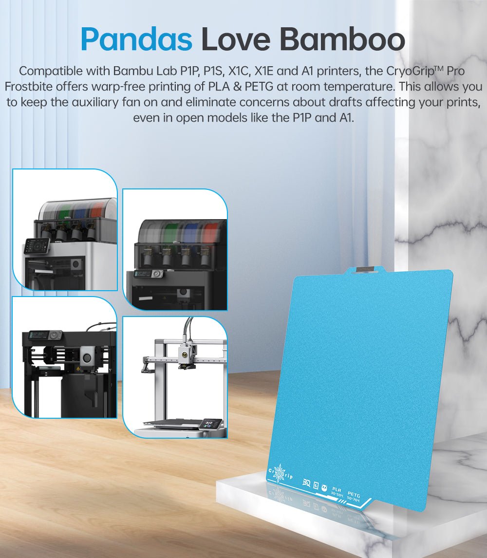 BIQU CryoGrip Frostbite Build plate voor Bambu Lab X1 C / P1P / P1S / A1 - Pjotr3DShop