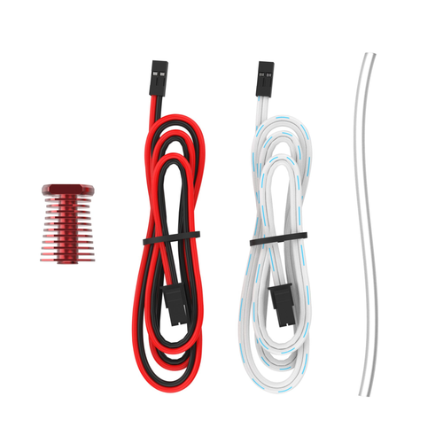 E3D Revo Voron Coldside kit: red heatsink, heater and thermistor extension cables and PTFE tube