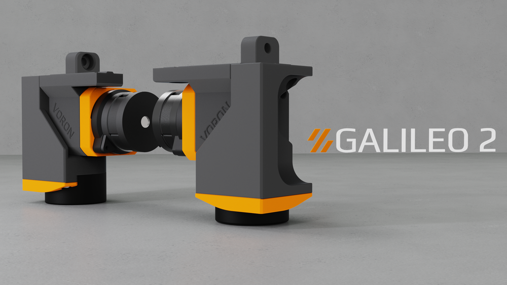 Galileo 2 Z drive motor mounts in grey and orange, the two halves side by side. Render: JaredC01 (GPLv3). Placeholder until my own print photo.