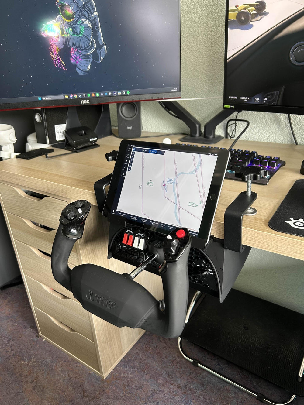 Honeycomb Alpha Bravo Under Desk Mount with iPad Holder, No-Drill Install