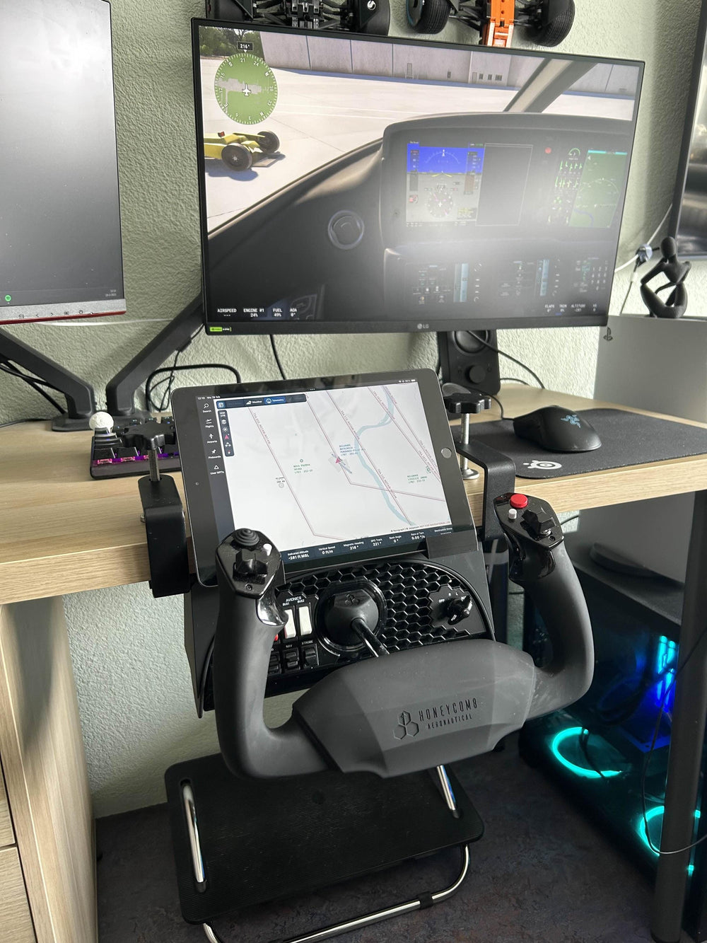 Honeycomb Alpha Bravo Under Desk Mount with iPad Holder, No-Drill Install