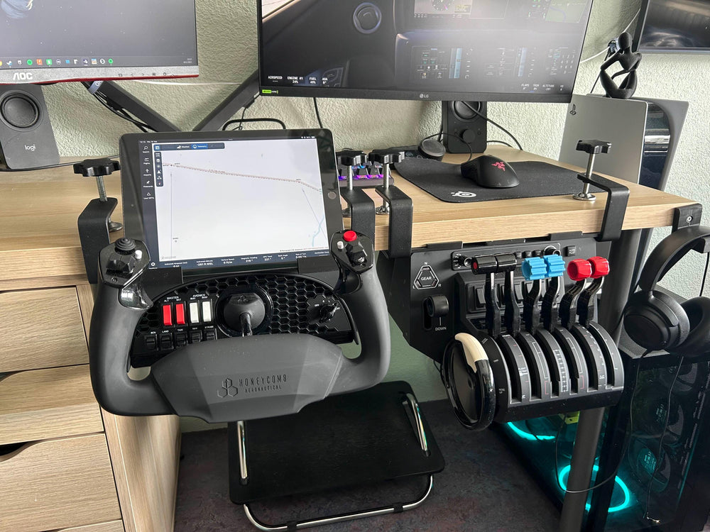 Honeycomb Alpha Bravo Under Desk Mount with iPad Holder, No-Drill Install