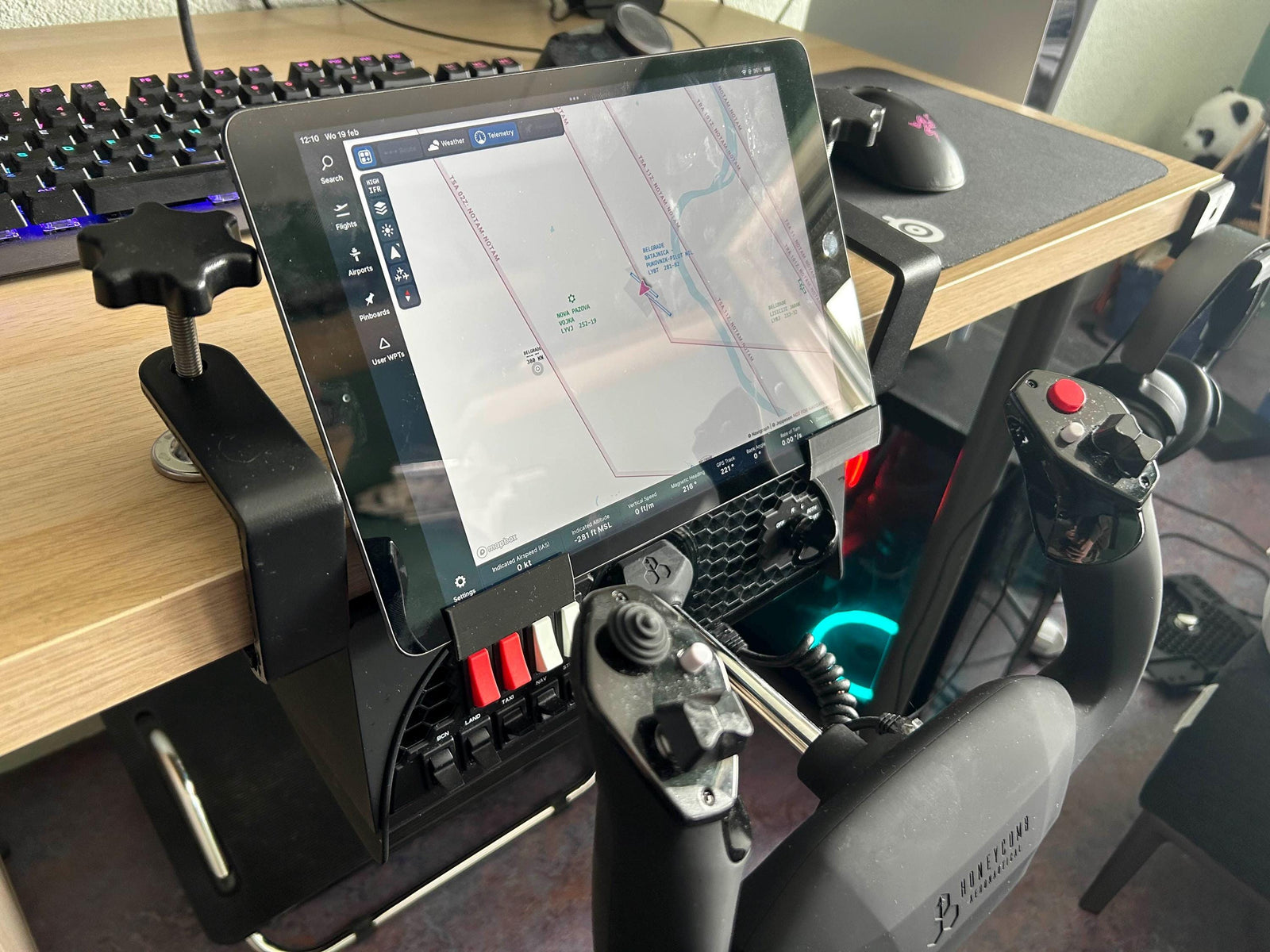Honeycomb Alpha Bravo Under Desk Mount with iPad Holder, No-Drill Install