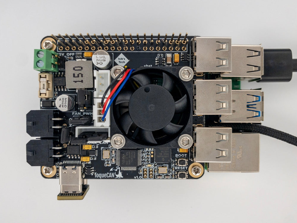 Isik's Tech ToqueCAN for Raspberry Pi: 2× CAN, 3-Port USB Hub, 24V to 5V 5A (Pre-Order) - Pjotr3DShop