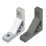 MISUMI HBKUS5 ultra-thick 90 degree bracket with tabs in silver and HBKUSB5 in black